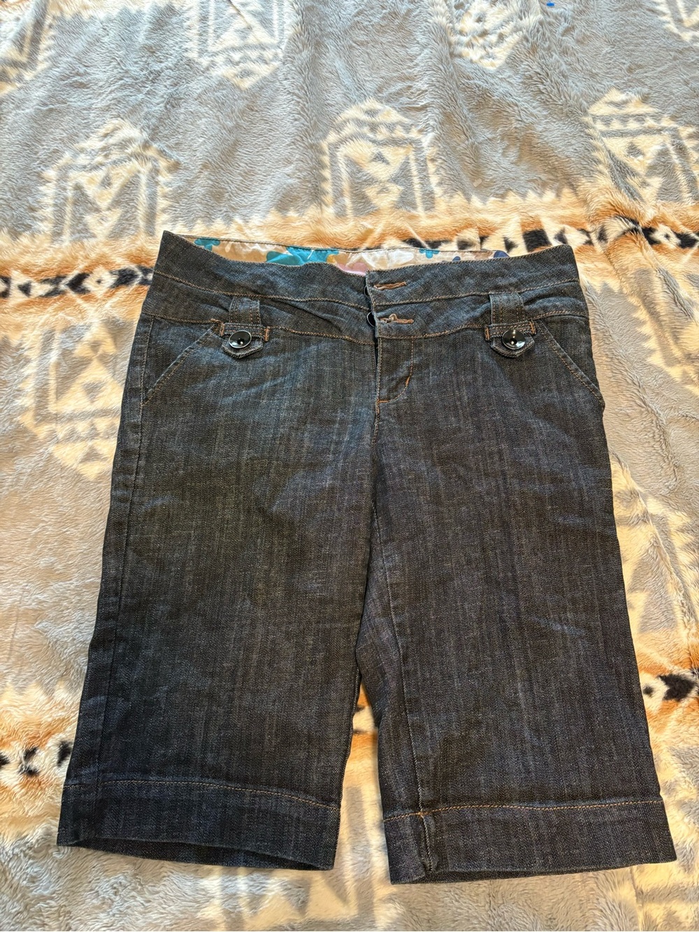 Boom Boom Jeans Multicolor Floral Lined Denim Shorts